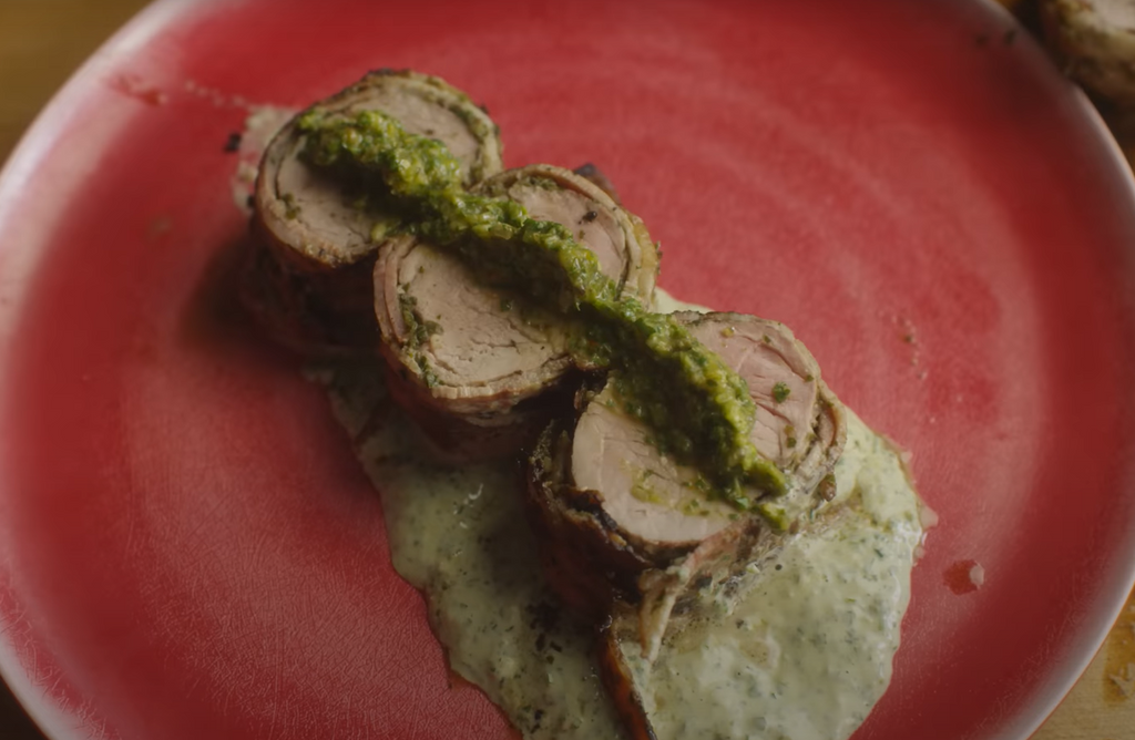 Bacon Wrapped Chimichurri Pork Tenderloin