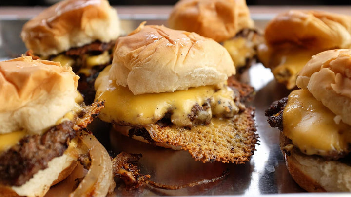 Creekstone Farms brisket blend pucks on slider buns