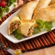 Caribbean Curry Beef Turnovers with Minted Yogurt Sauce