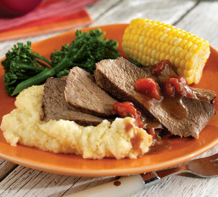 Grilled Cajun Chuck Roast with Spicy Cheddar Grits