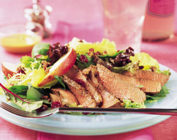 Tenderloin, Cranberry And Pear Salad With Honey Mustard Dressing