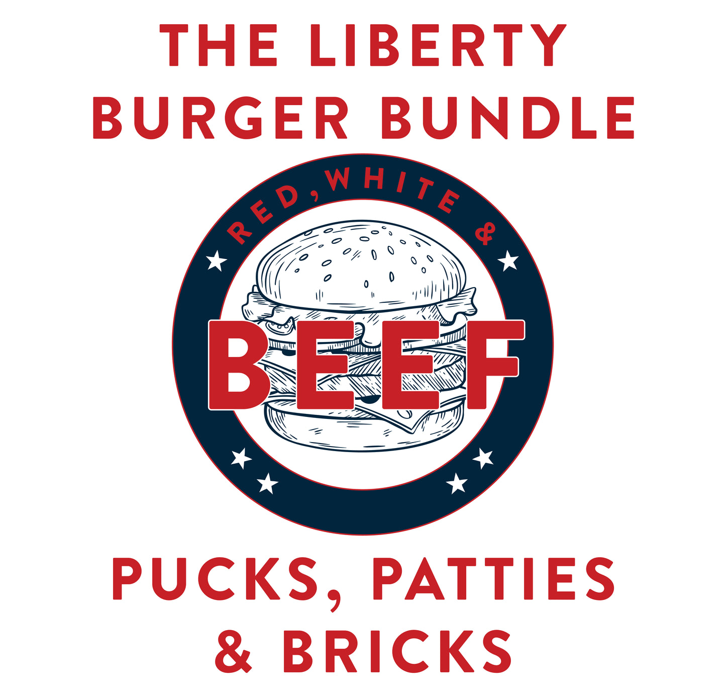 Image of a burger with bundle name and included products