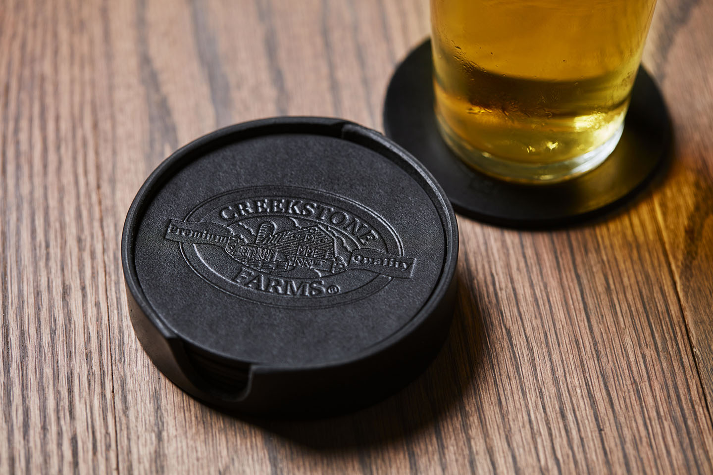 Creekstone Farms Leather Coaster Set